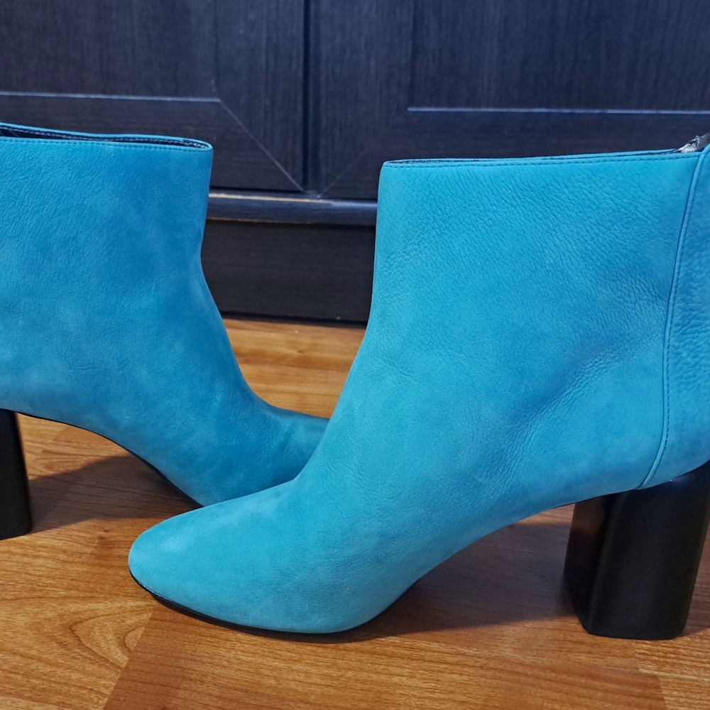 Turqouise Leather Heeled Boots
